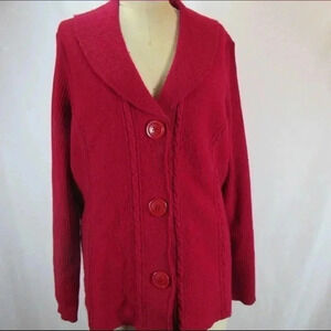 Herman Geist Plus Size Red Wool Jacket Cardigan 1X
